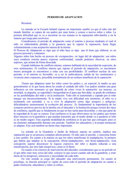 Periodo de adaptacion