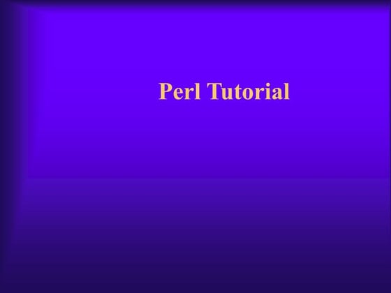 Perl tutorial