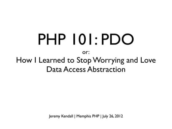 Php 101: PDO