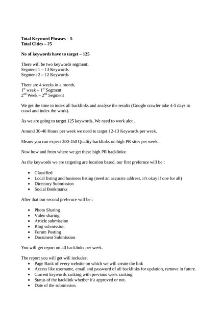 SEO Plan of action for 150 keywords  