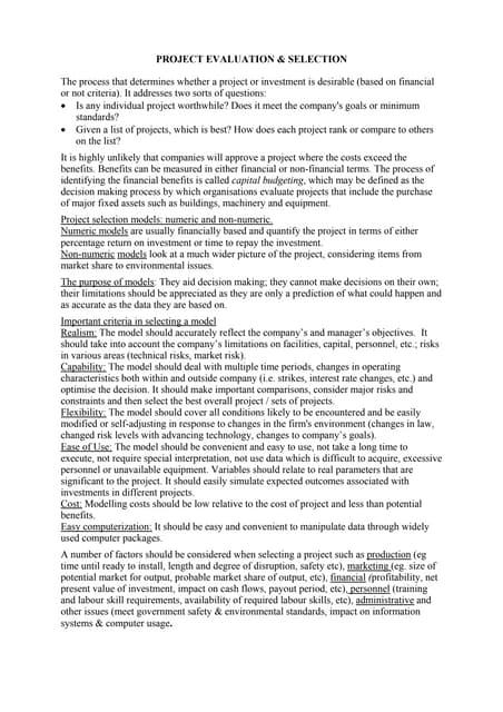 Pm evaluationand selection1