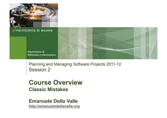 Software Project Management - Classic Mistakes