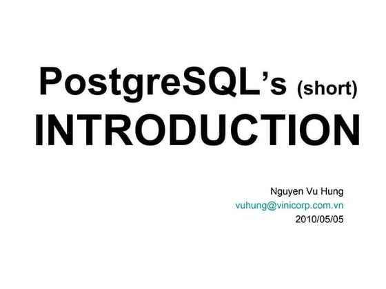 A brief introduction to PostgreSQL