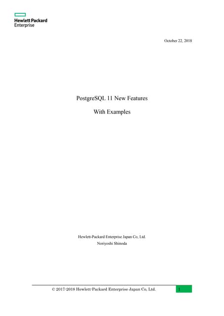 PostgreSQL 11 New Features With Examples (English)