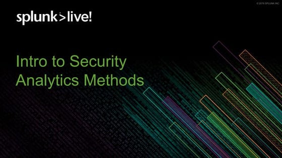 Introduction into Security Analytics Methods 