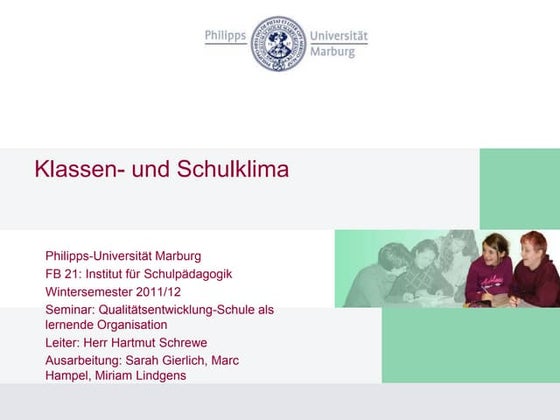 Prasentation der gruppe  klassen  und schulklima