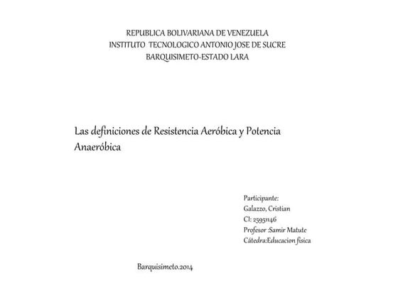Presentación resistencia aerobica y potencia anaerobica