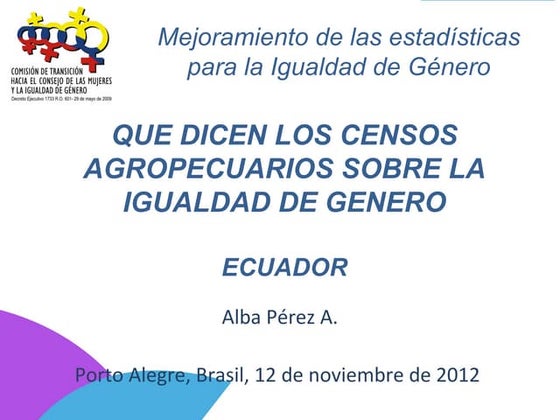 Mejoramiento de las estadísticas para la Igualdad de Género. Ecuador