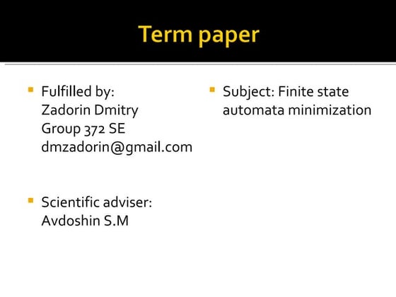 Finite state automaton
