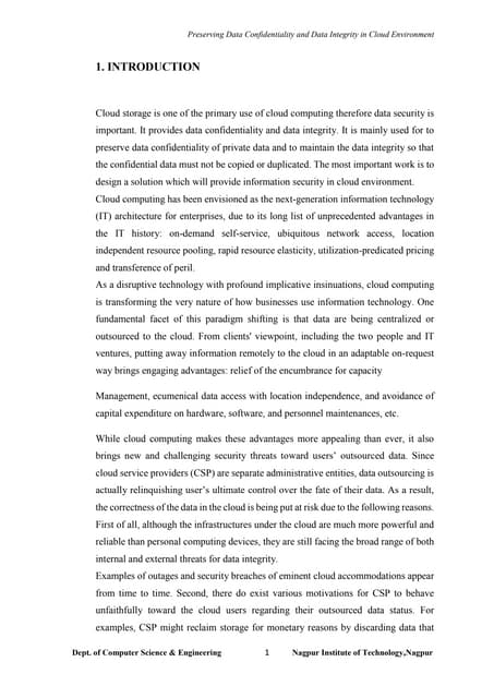 Research Report on Preserving  Data  Confidentiality  &  Data  Integrity  in ...