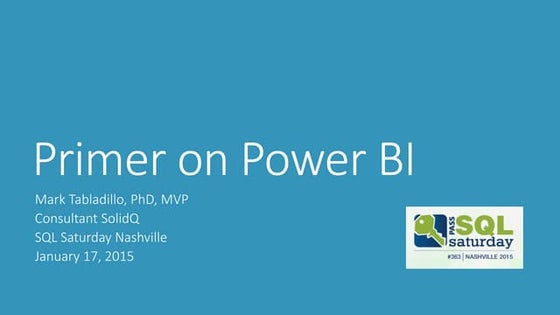 Primer on Power BI 201501
