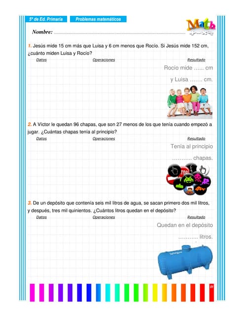 Problemas matemáticos 5º