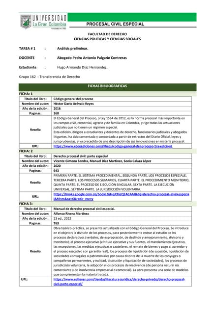 PROCESAL CIVIL ESPECIAL TAREA 1 Análisis preliminar.pdf
