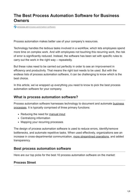 The Best Process Automation Software for Business Owners