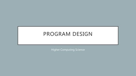 Program Design