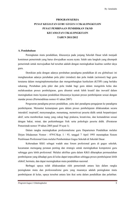 Program kerja gugus 1