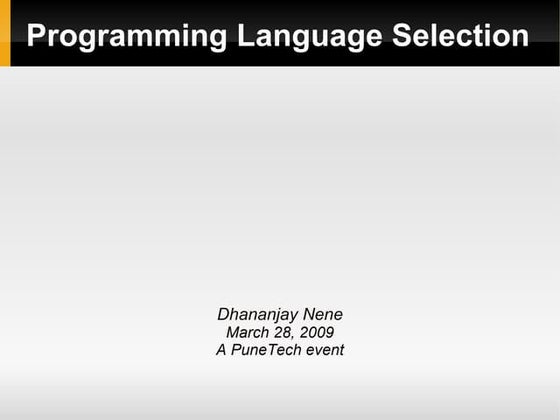 Programming Language Selection
