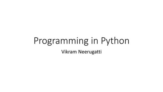 Programming in python Unit-1 Part-1