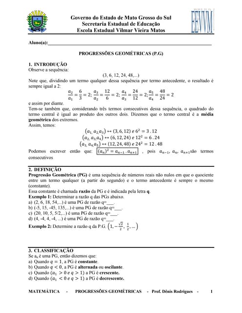 Progressões geométricas   apostila