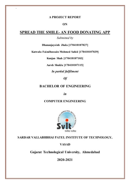 Food donation project report II