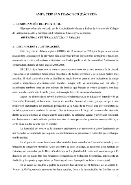 Proyecto ampa 2015 2016
