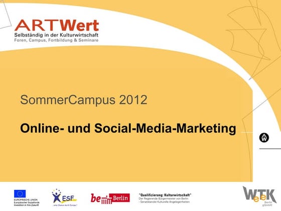 Präsentation Online & Social Media Marketing - Artwert Sommer-Campus