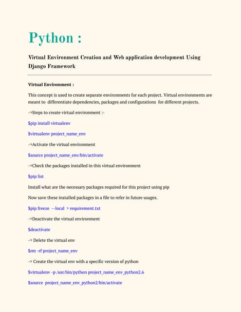Virtual Environment and Web development using Django
