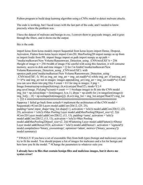 Python program to build deep learning algorithm using a CNNs model to.docx