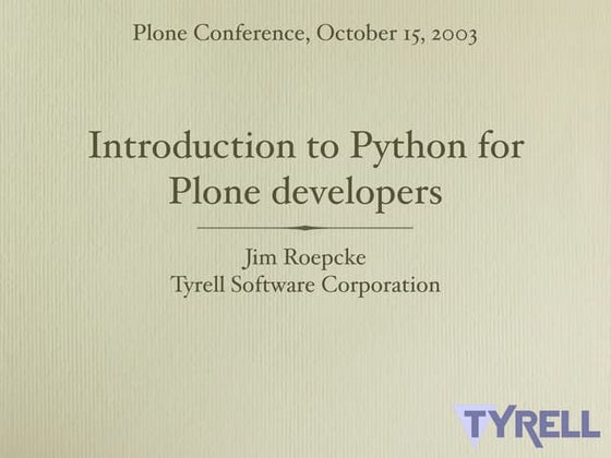 Introduction to Python for Plone developers