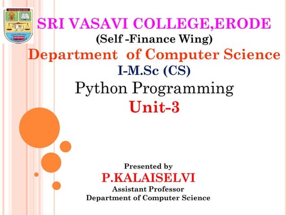 Python unit 3 m.sc cs