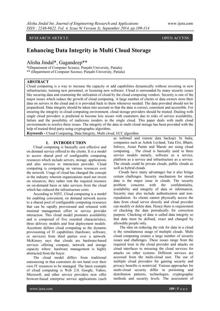 Enhancing Data Integrity in Multi Cloud Storage