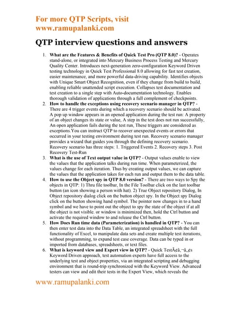 Qtp interview questions and answers