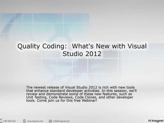 Quality Coding with Visual Studio 2012