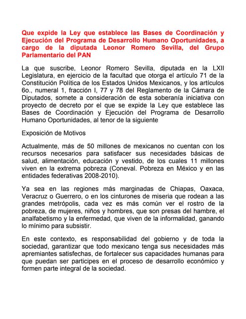 Que expide la ley que establece las bases de coordinación y ejecución del pro...