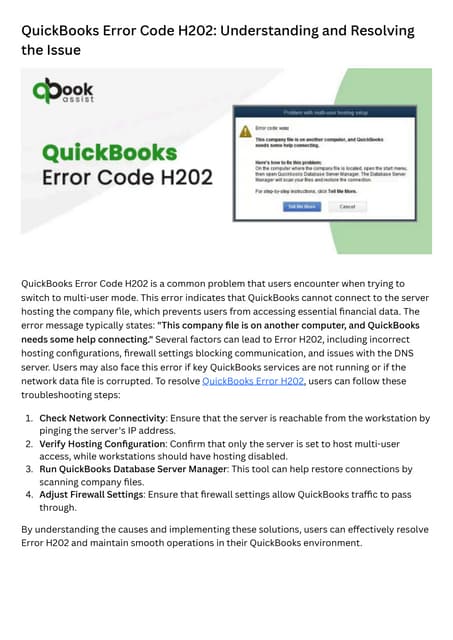 QuickBooks Error Code H202: Causes and Solutions for Multi-User Switching Issues