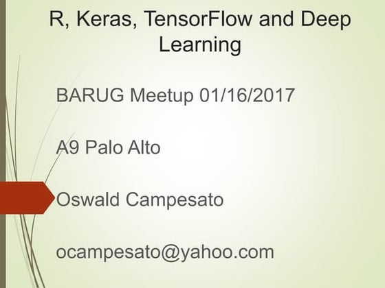 Deep Learning: R with Keras and TensorFlow