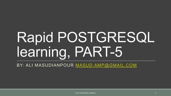 Rapid postgresql learning, part 4