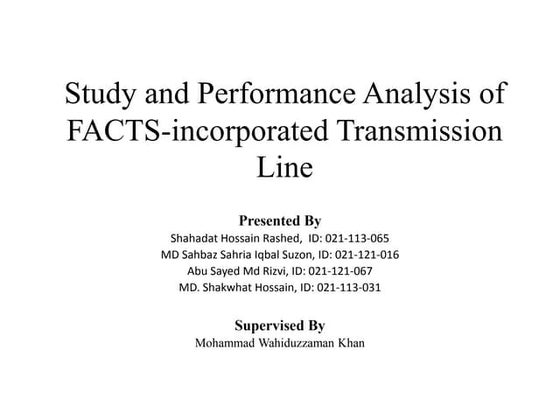 Study and Performance Analysis of FACTS-incorporated Transmission Line
