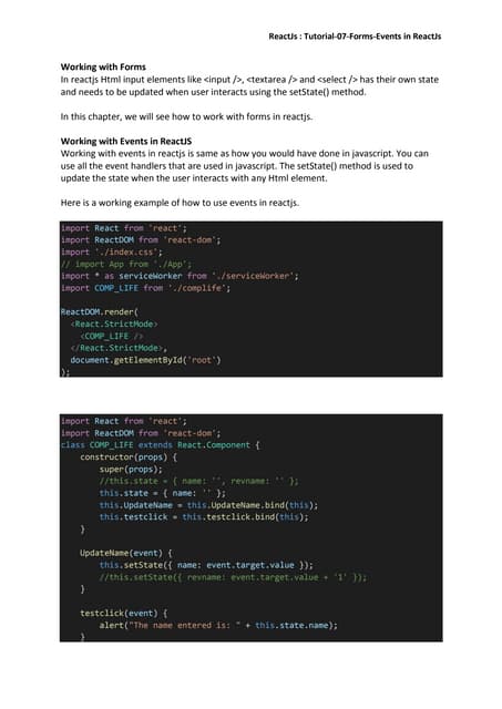 React js   t7 - forms-events