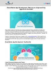 React native app development reasons to adopt and key aspects to consider