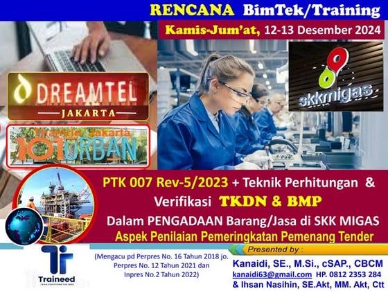 RENCANA + Link2 MATERI  Training *PTK 007 (Rev-5 Thn 2023) + TKDN & BMP (di S...