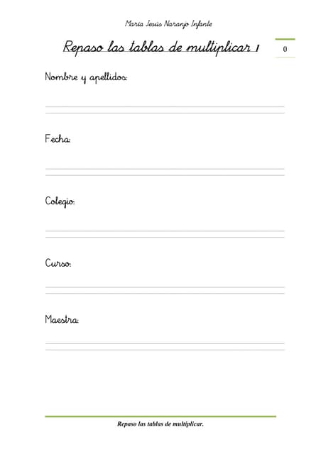 Repaso las tablas de multiplicar