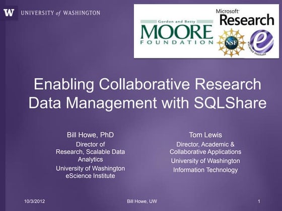 Enabling Collaborative Research Data Management with SQLShare