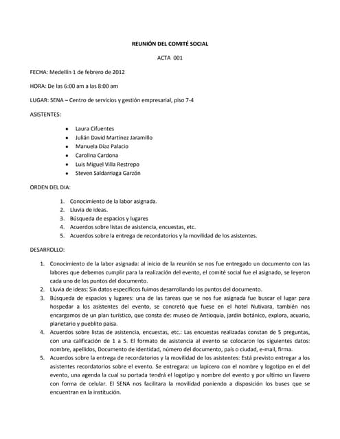Reunión del comité social