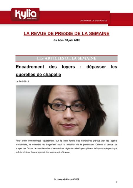 Revue de presse kylia   semaine 26