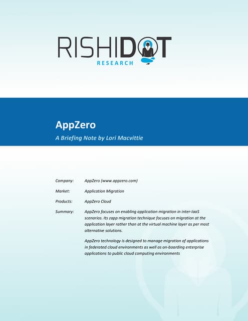 Rishidot Research Briefing Note - AppZero