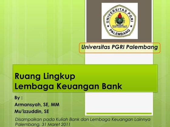 Ruang lingkup lembaga bank (pgri)