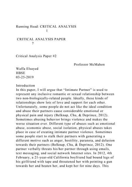 Running Head CRITICAL ANALYSIS                      1 C.docx