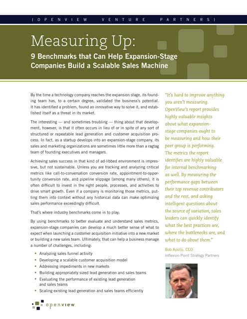 ￼Measuring Up: 9 Benchmarks that Can Help Expansion-Stage Companies Build a S...