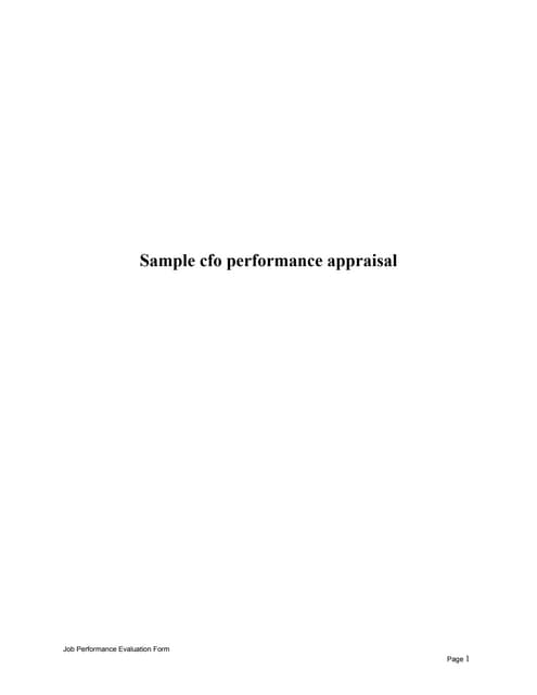 Sample cfo performance appraisal